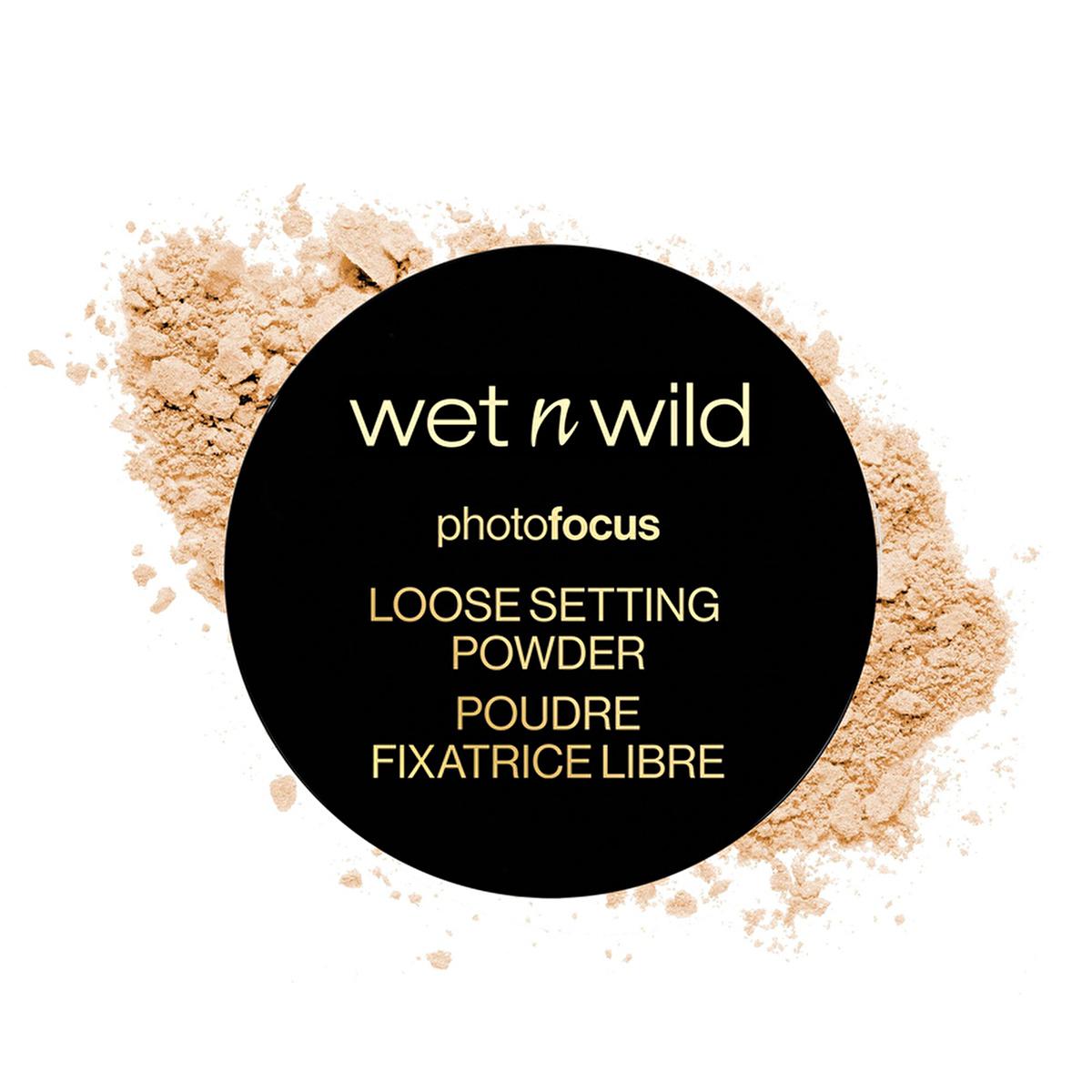 wet n wild photo focus loose setting powder banana 0.70 oz, close-up of wet n wild banana loose powder packaging Wet n Wild Photo Focus Loose Setting Powder - Banana for All Skin Tones | 0.70 oz Wet n Wild Photo Focus Loose Setting Powder Banana wet-n-wild, loose-powder, setting-powder, banana, beauty, makeup, translucent, flawless-finish, ai-generated, cosmetic