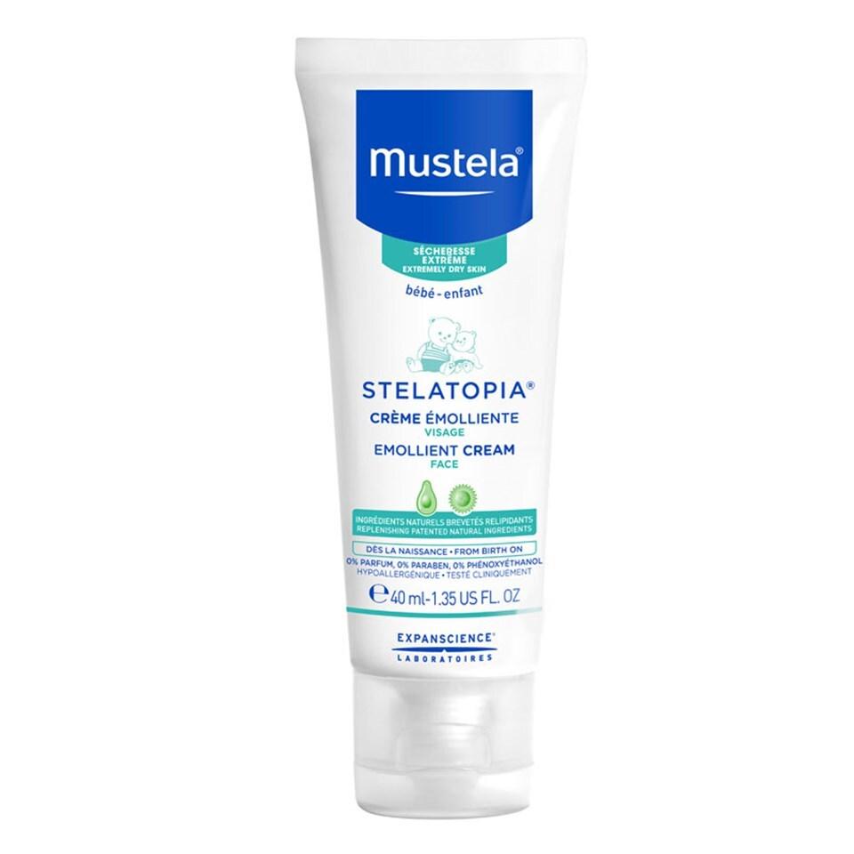 mustela stelatopia emollient face cream 40ml, customer applying mustela cream on baby, close-up of mustela cream texture Mustela Stelatopia Emollient Face Cream - Nourishing Care | 40 ml Mustela Stelatopia Emollient Face Cream - 40 ml mustela, emollient-cream, baby-skincare, sensitive-skin, moisturizer, natural-ingredients, fragrance-free, baby-cream, skin-barrier-support, ai-generated