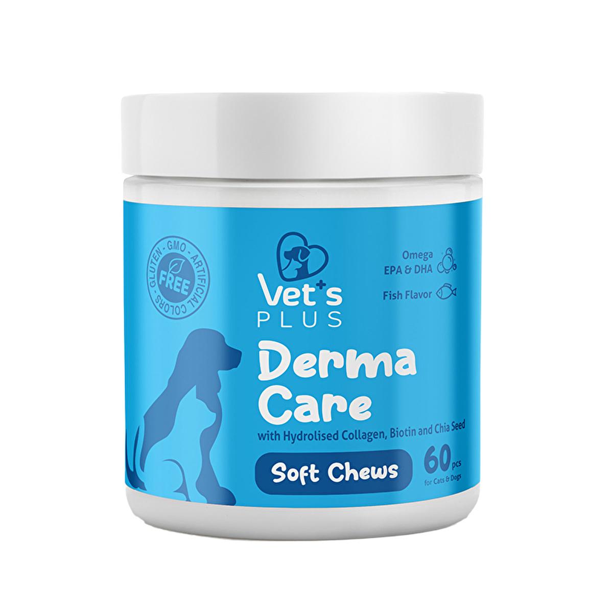 Vet's Plus Dermal Care Supplement for Dogs and Cats - Natural Skin and Coat Support with Collagen, Biotin, and Omega 3 - 60 Chewable Tablets Vet's Plus Dermal Care: Natural Skin & Coat Supplement for Pets pet skin care supplement, dog skin health, cat coat care, natural pet supplements, collagen for pets, biotin for pets, omega 3 pet supplements, dermal care for pets, healthy pet skin, pet coat health, natural pet care, pet supplements, veterinary recommended pet supplements