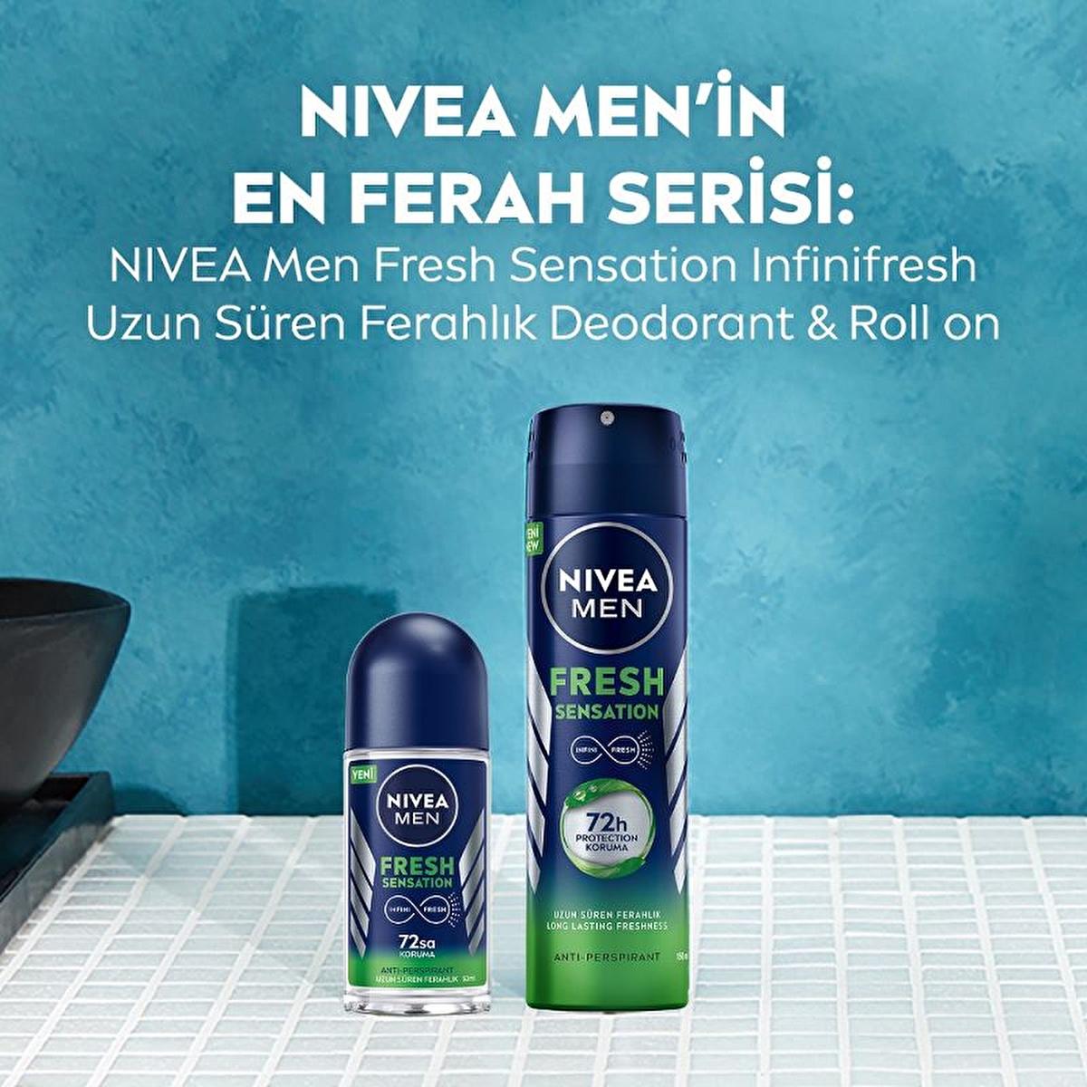 NIVEA Men Fresh Sensation Roll-On Deodorant for Men - 72 Hour Protection, Long Lasting Freshness, Dermatologically Tested, Alcohol Free NIVEA Men Fresh Sensation Deodorant - 72 Hour Protection NIVEA Men Fresh Sensation Deodorant, Roll-On Deodorant for Men, Long-lasting Antiperspirant Protection, Dermatologically Tested Deodorant, Alcohol-Free Deodorant, Men's Grooming, Personal Care, Deodorant, Antiperspirant, Freshness, Confidence, Sensitive Skin, Daily Hygiene