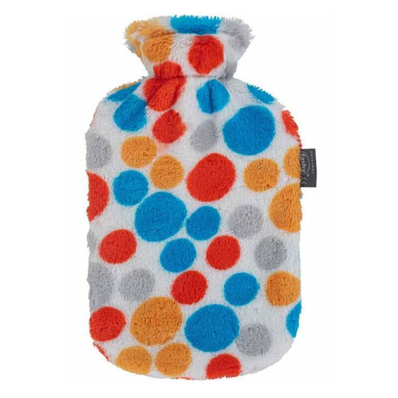 Fashy Hot Water Bottle with Polka Dot Fleece Cover 2L