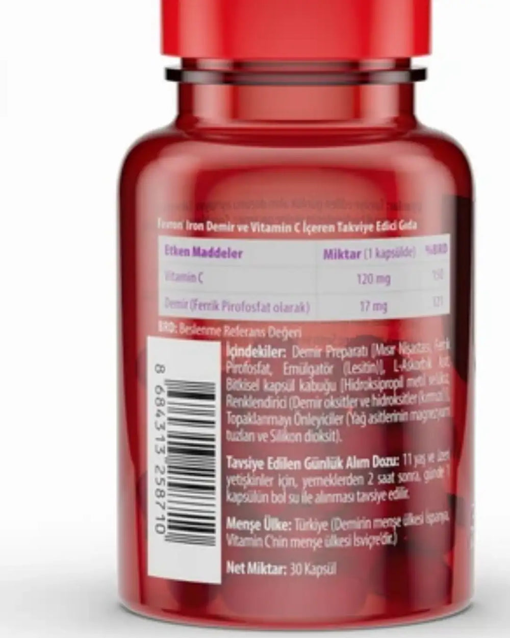 Favron Iron Dietary Supplement for Daily Support 30 Capsules