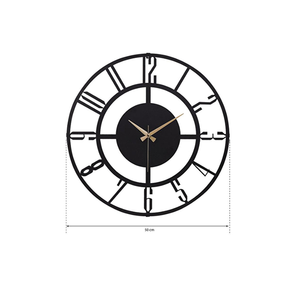 Muyika 50cm Metal Black Wall Clock - Silent Sweep Mechanism, Modern Decor - view 3