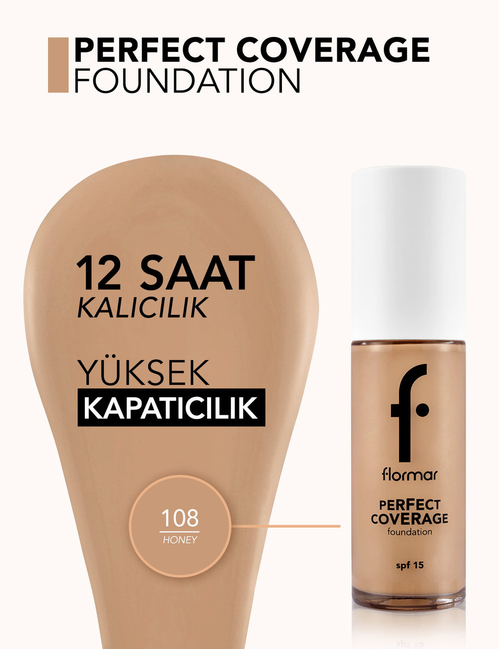 Flormar Perfect Coverage High Pigment SPF15 Foundation 30ml