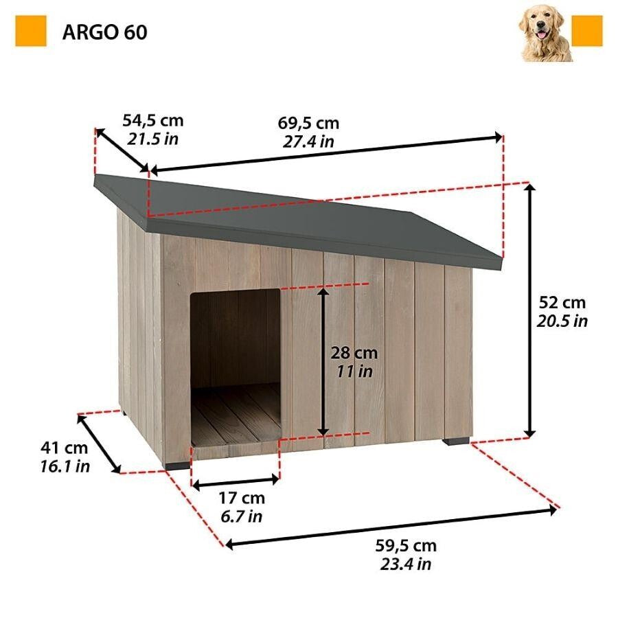 Ferplast Argo 60 Wooden Outdoor Dog Kennel Weatherproof 60cm