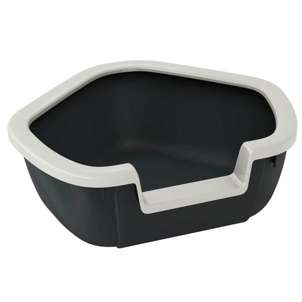 Ferplast Dama Corner Cat Litter Box - Space-Saving Open Design, 57.5 x 51.5 cm