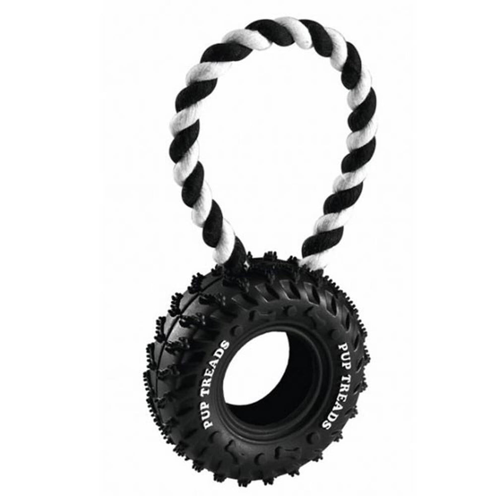 Ferplast PA 6432 Rubber Wheel and Rope Dog Toy for Dental Care