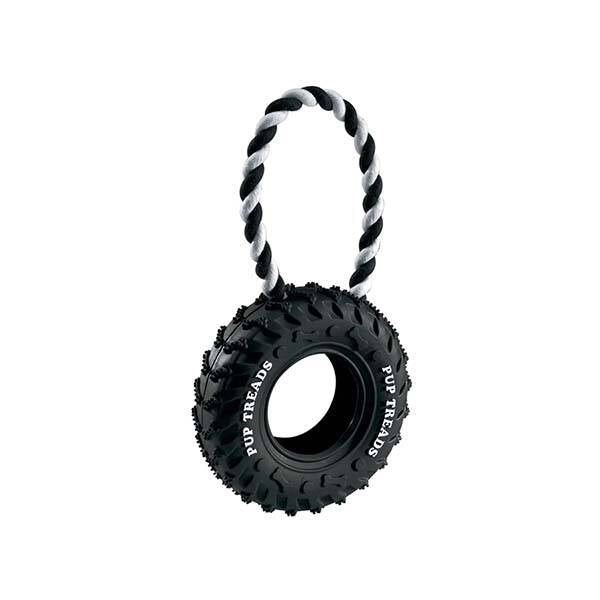 Ferplast PA 6432 Rubber Wheel and Rope Dog Toy for Dental Care