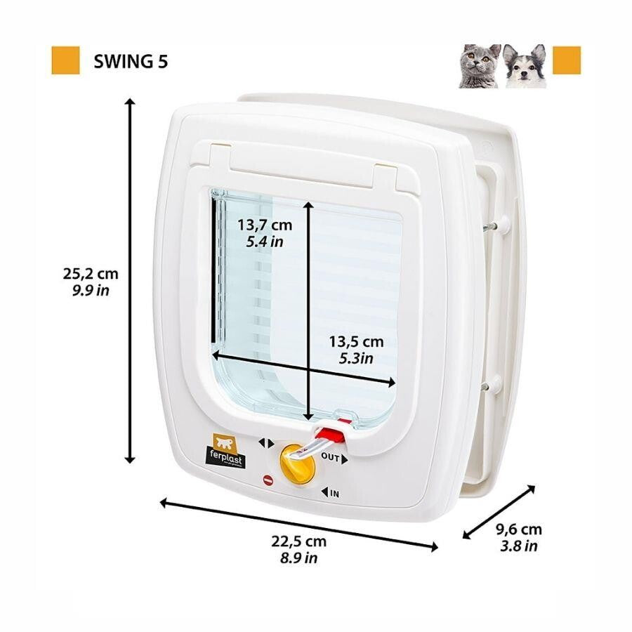 Ferplast Swing 5 Brown Pet Door with 4-Way Locking 13.5x13.7 cm