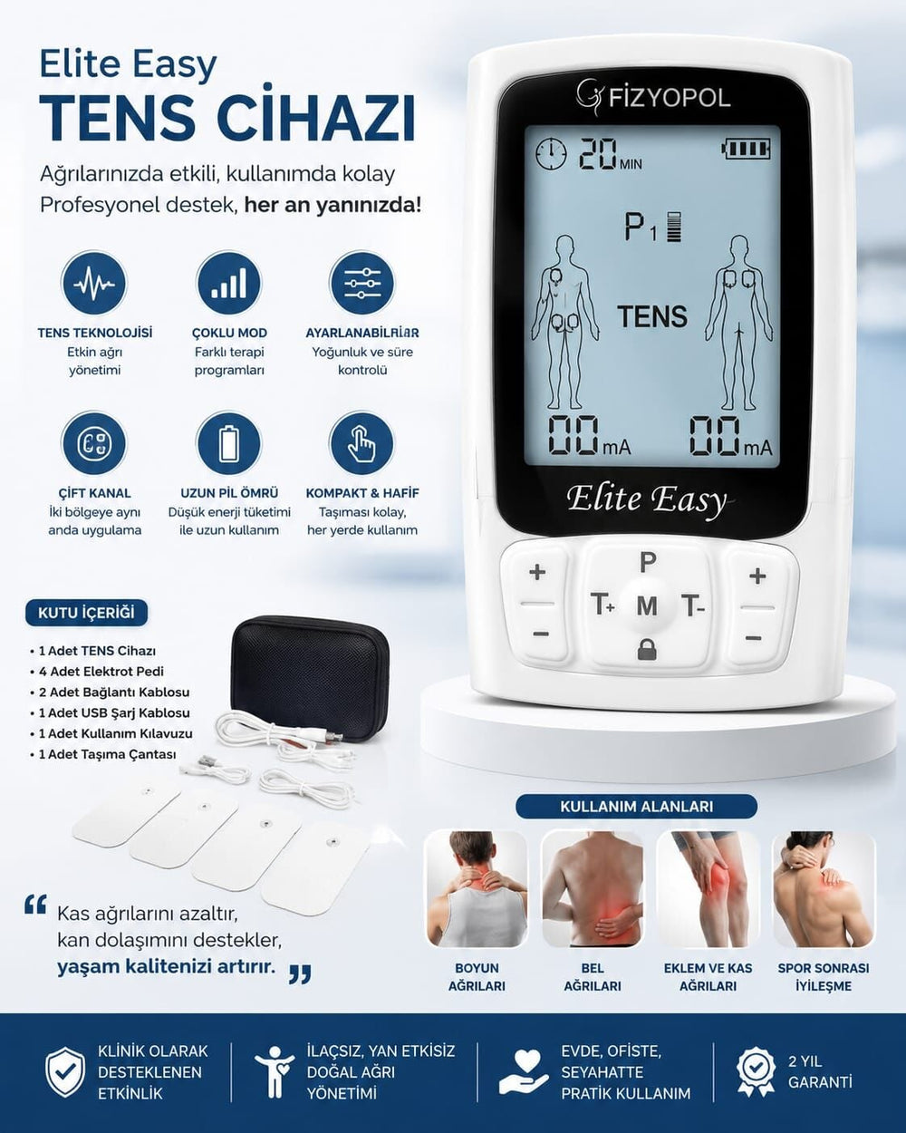 Fizyopol R-C4A Digital TENS EMS Massage Device 2-Channel