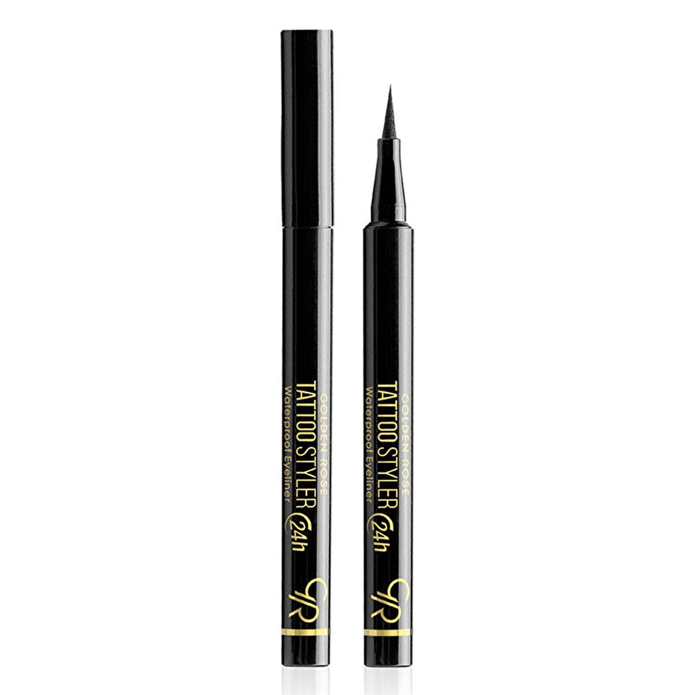 Golden Rose Waterproof Vegan Tattoo Styler Eyeliner Midnight Black - Long-Lasting, Matte Black Cosmetic for - Eyeliner