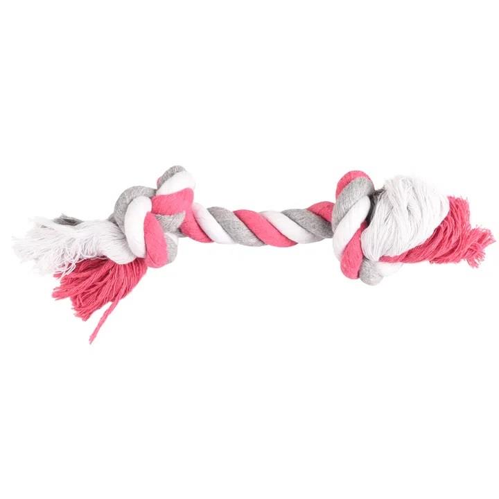 Flamingo 2-Knot Cotton Rope Dog Chew Toy Pink & Grey 22 cm