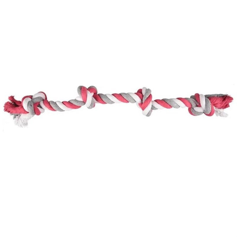 Flamingo 4-Knot Cotton Rope Dog Toy for Dental Health 60 cm