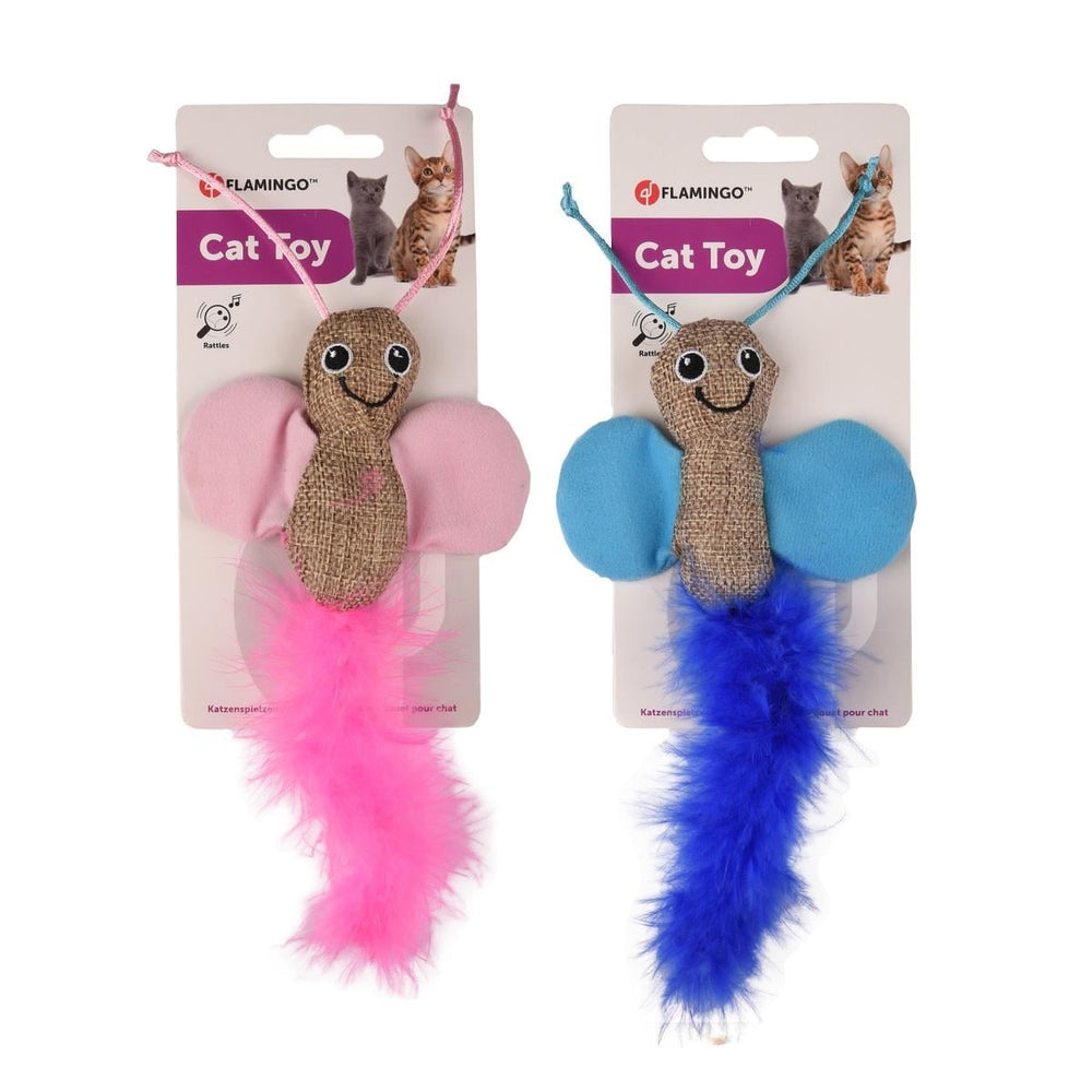 Flamingo Afra Feathered Butterfly Cat Toy with Catnip 27cm