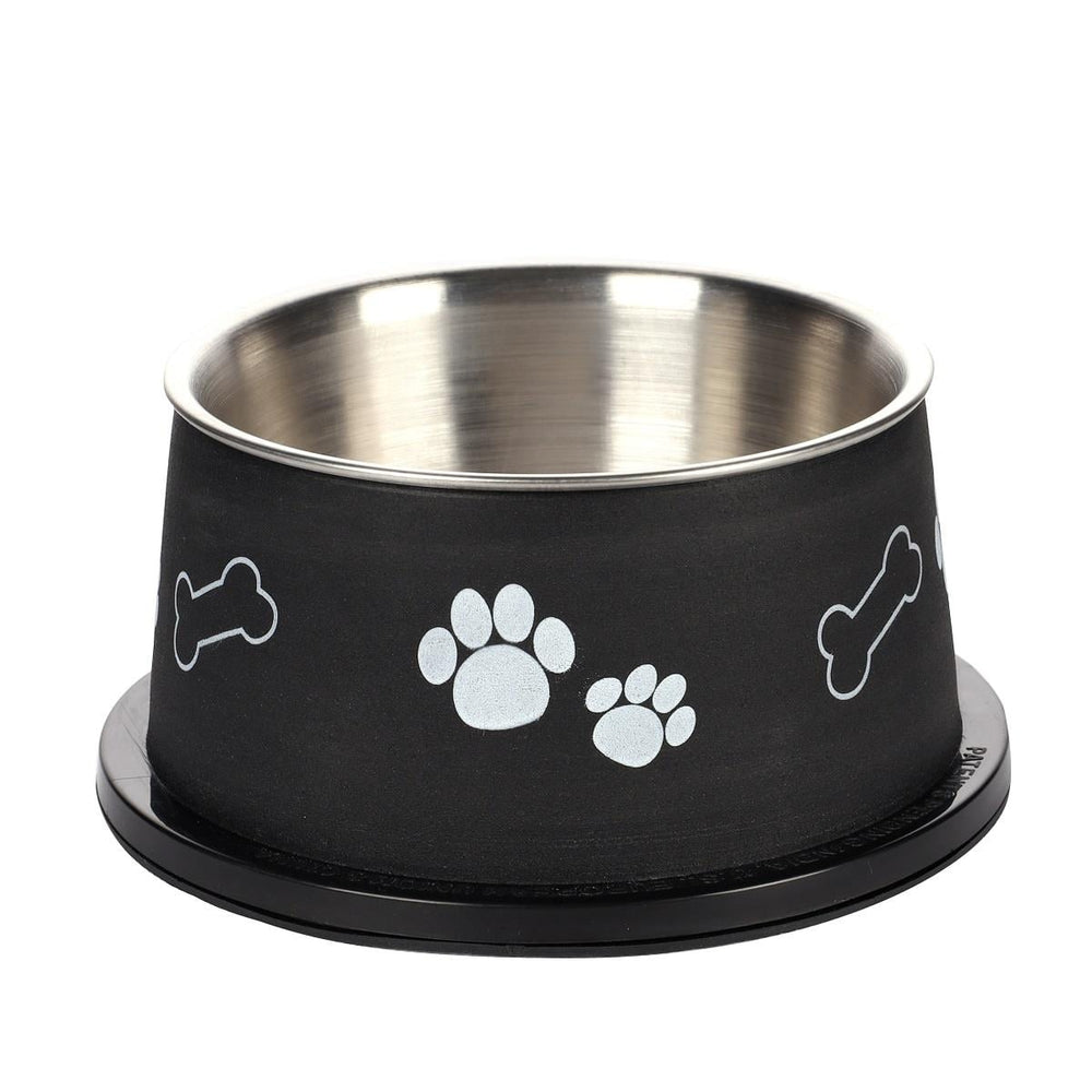 Flamingo Kena Deep Steel Pet Bowl for Long Ears Black 900ml