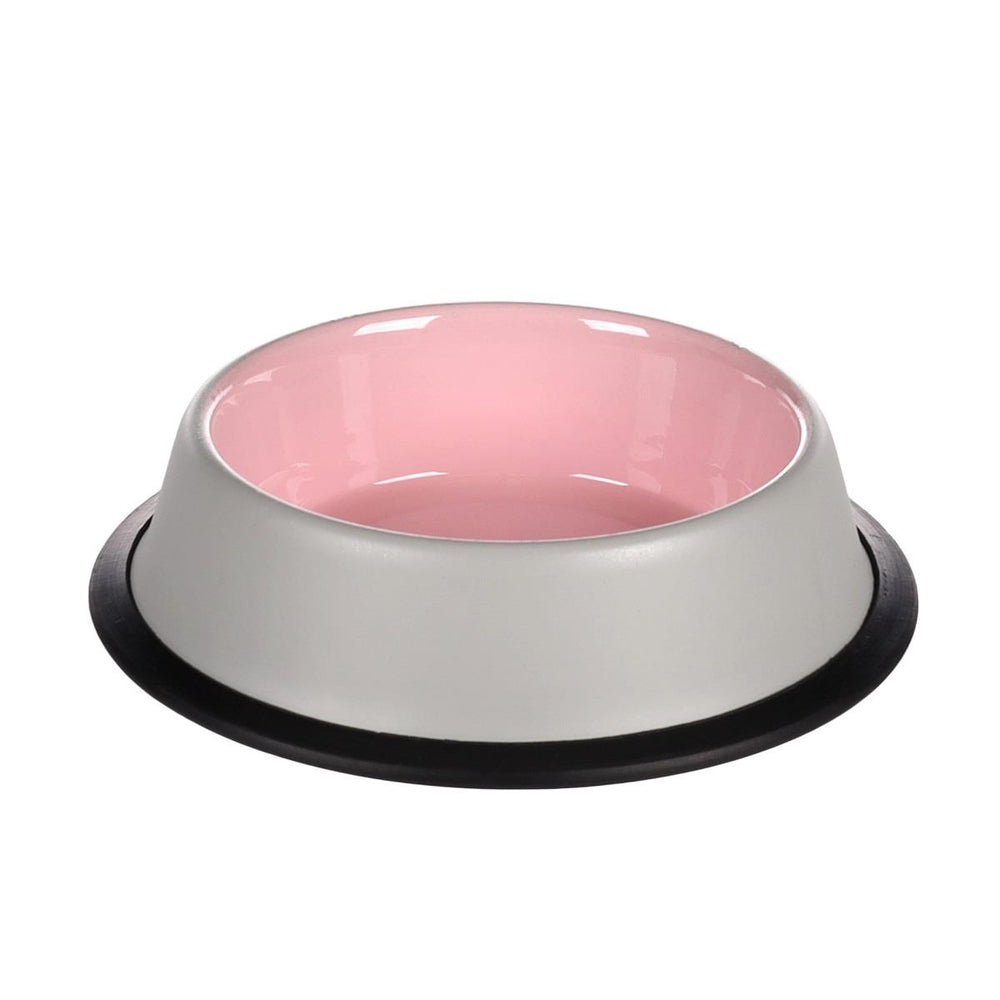 Flamingo Nell Stainless Steel Antislip Pet Bowl Gray & Pink 450ml