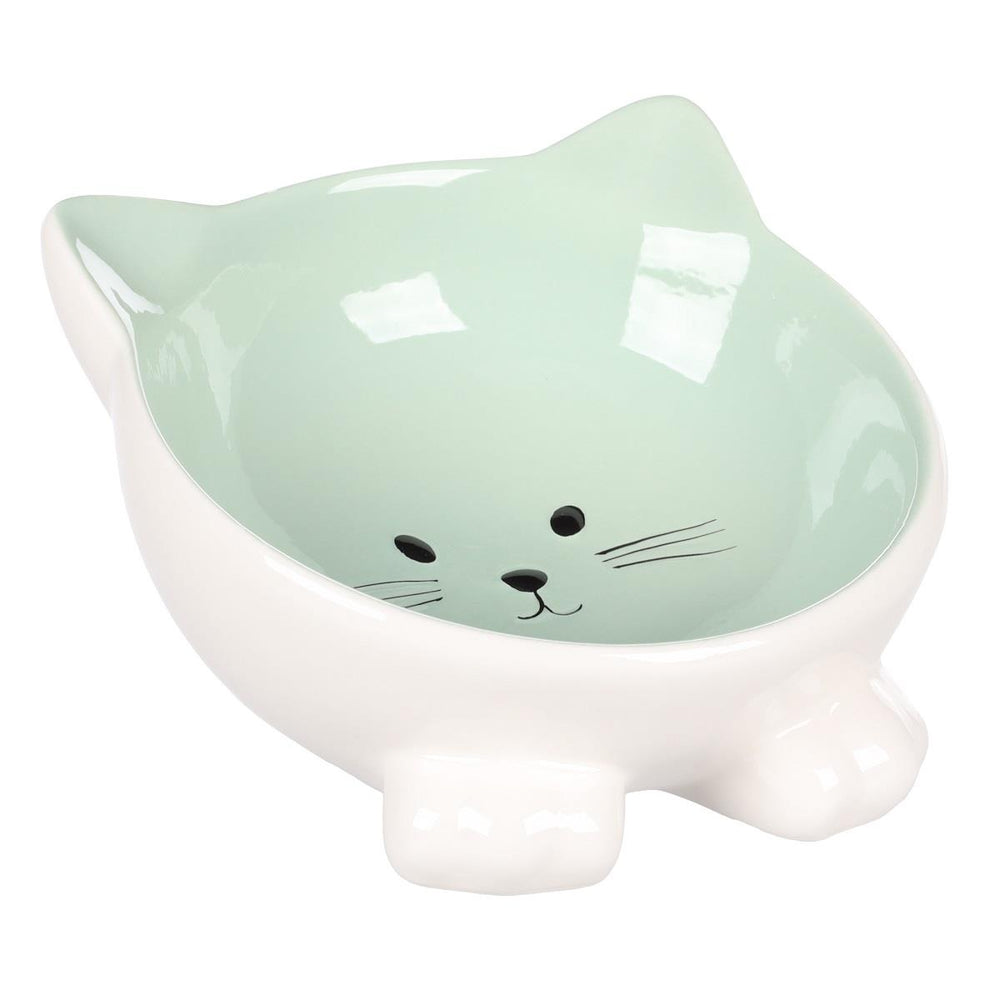 Flamingo Puzi Cat Ear Ceramic Food and Water Bowl Green 125 ml