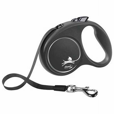 Flexi Black Design Retractable Tape Dog Leash Small 5m Black