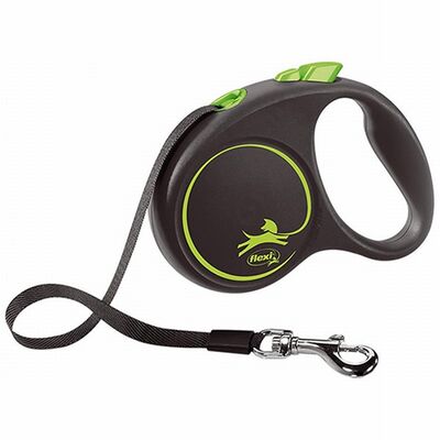 Flexi Black Design Retractable Tape Dog Leash Small 5m Green