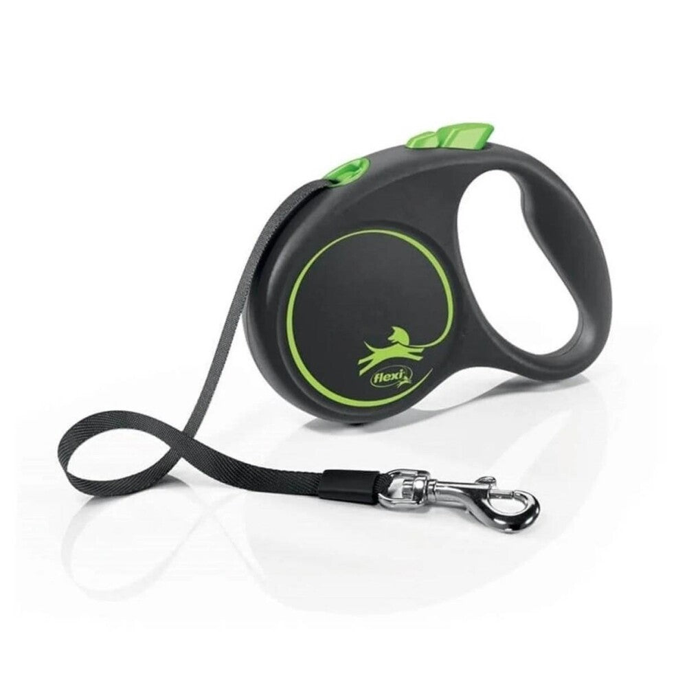 Flexi Black Design Retractable Tape Leash Green Large 5m