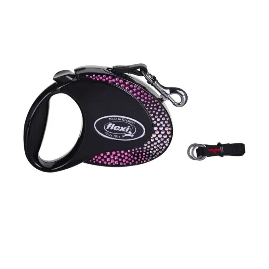 Flexi Glam Black Retractable Tape Leash for Dogs 5m