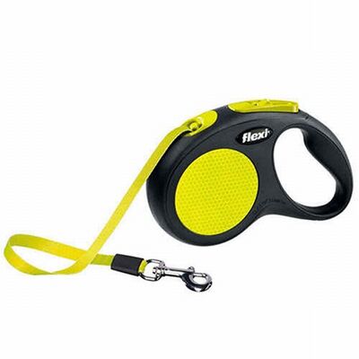 Flexi New Neon Small Retractable Tape Dog Leash Yellow 5m