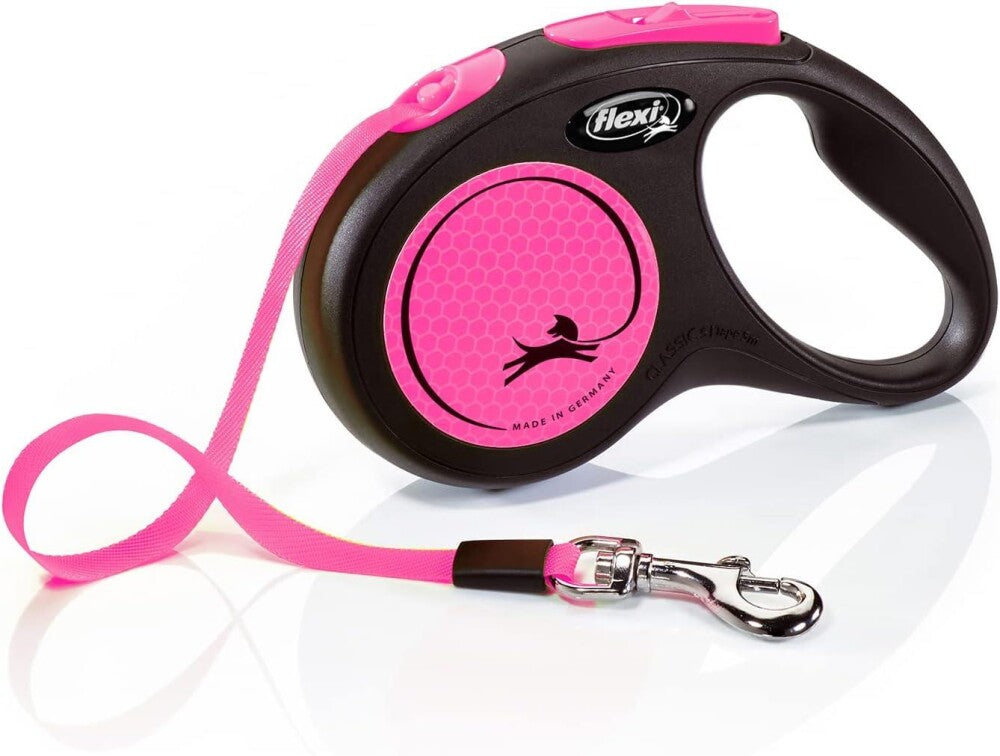 Flexi Neon Tape Retractable Dog Leash Medium 5m Pink
