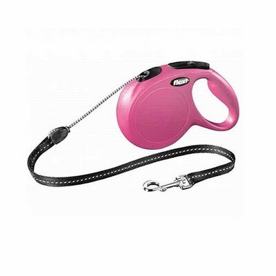 Flexi New Classic Retractable Cord Dog Leash Pink Medium 5m