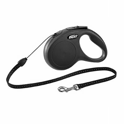 Flexi New Classic Small Retractable Cord Dog Leash Black 5m