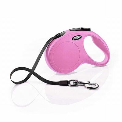 Flexi New Classic Retractable Tape Dog Leash Medium 5m Pink