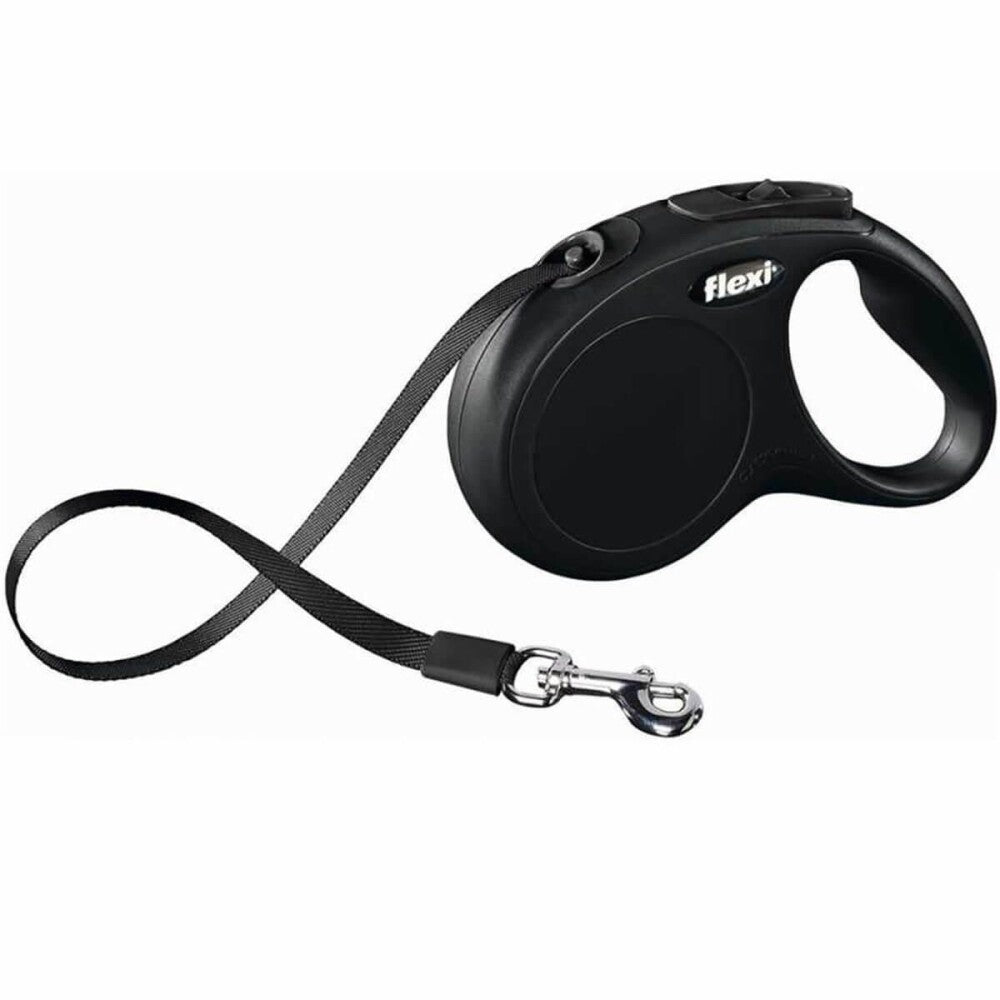 Flexi New Classic Retractable Tape Dog Leash Small Black 5m