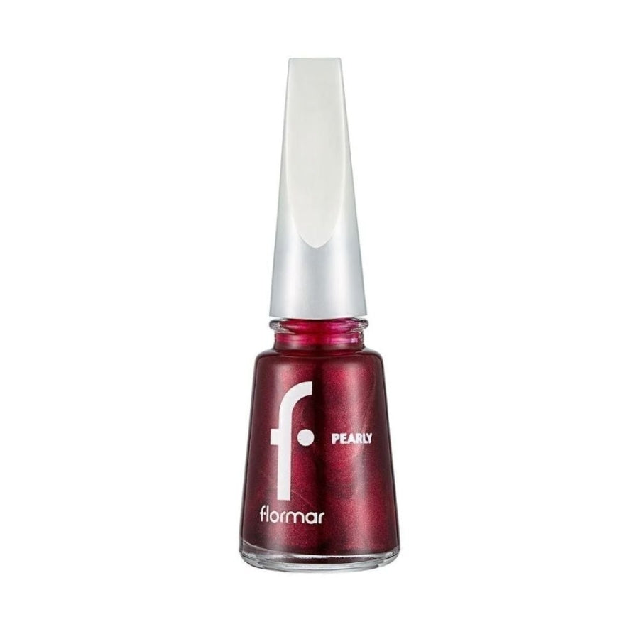 Flormar Pearly Nail Polish Velvet Red Shimmer Finish 11ml