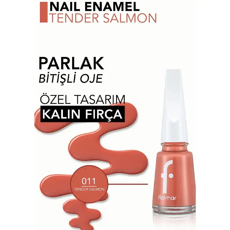 Flormar Nail Enamel Glossy Nail Polish in 011 Tender Salmon