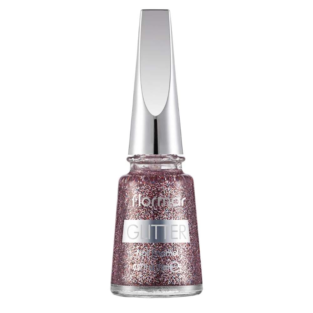 Flormar Glitter Nail Enamel GL39 Red In Silver Shimmer Polish