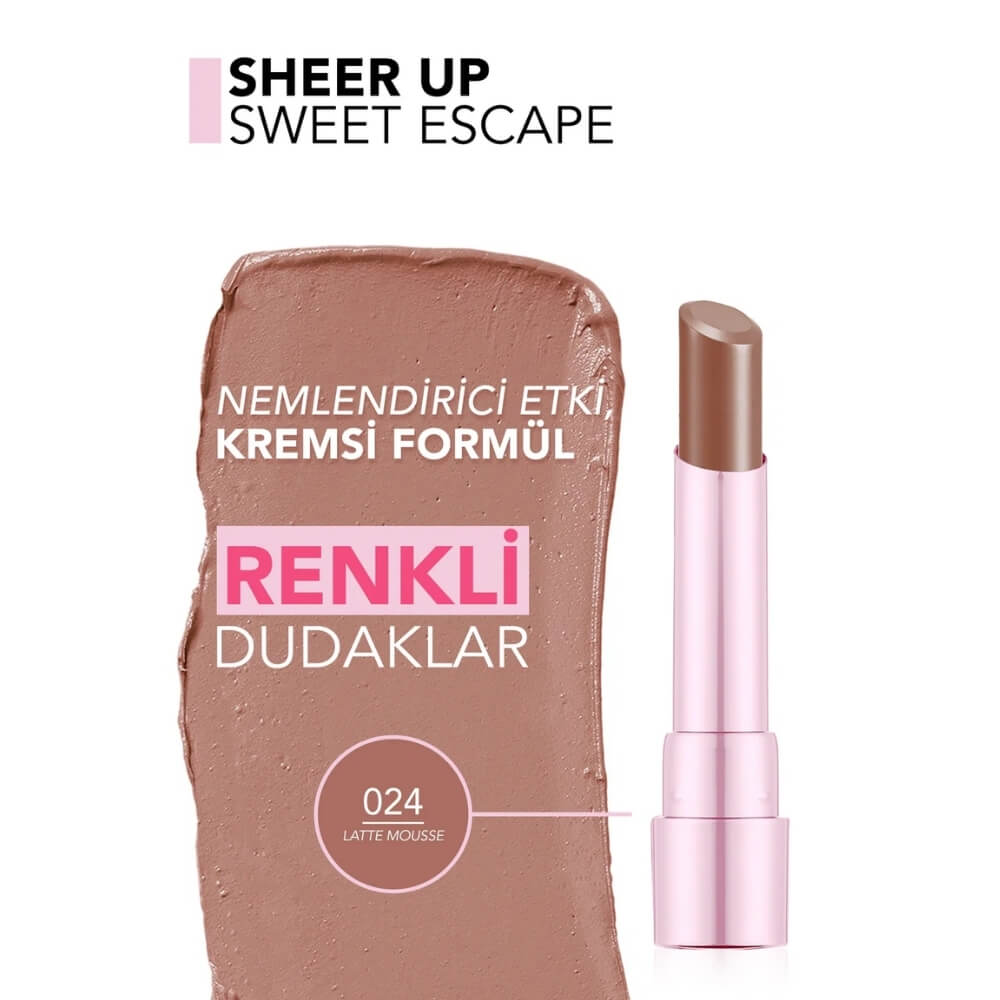 Flormar Sheer Up Lipstick 024 Latte Mousse 3g