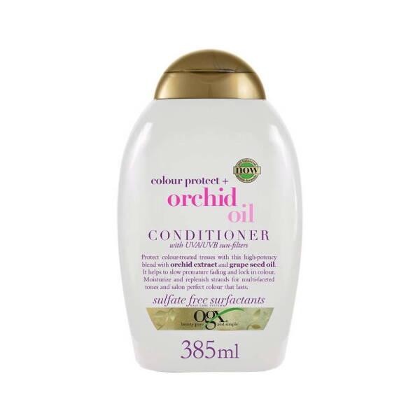 ogx orchid oil color protecting conditioner 385ml, bottle of ogx orchid oil conditioner OGX Orchid Oil Conditioner - Color Protecting | 385ml OGX Orchid Oil Conditioner - Color Protecting 385ml ogx, color-protecting, conditioner, hair-care, dyed-hair, hydrating, orcid-extract, grape-seed-oil, moisturizing, ai-generated