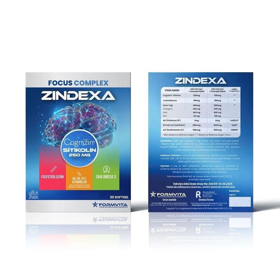 Formvita Focus Complex Zindexa Citicoline & Omega-3 30 Capsules