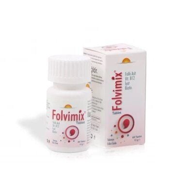 Ufuk Farma Folvimix Folic Acid & B12 Supplement 60 Tablets
