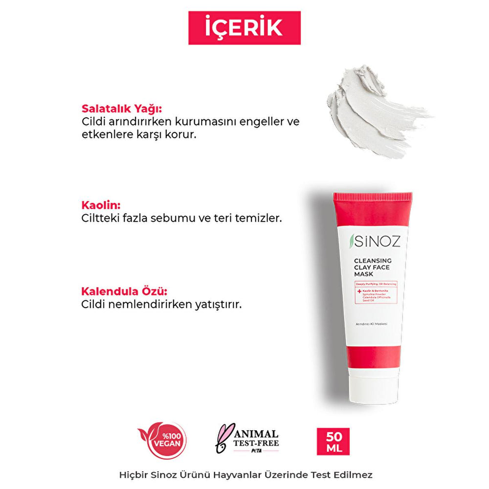 Sinoz Acne & Blackhead Purifying Facial Mask: Deep Pore Cleansing, Oil Control, and Natural Extracts for Clearer Skin Sinoz Acne Mask: Purify Pores & Clear Blackheads - Natural Formula acne face mask, blackhead removal mask, pore cleansing mask, oily skin mask, deep cleansing face mask, natural clay mask, facial treatment for acne, skin purifying mask, acne treatment, blackhead treatment, pore minimizer, oil control, kaolin clay, calendula extract, cucumber extract, chamomile extract, facial mask, skin care