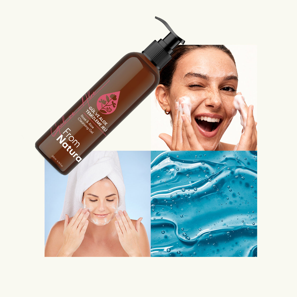 From Natura Rose &amp; Aloe Cleansing Gel for Radiant Skin 200 ml