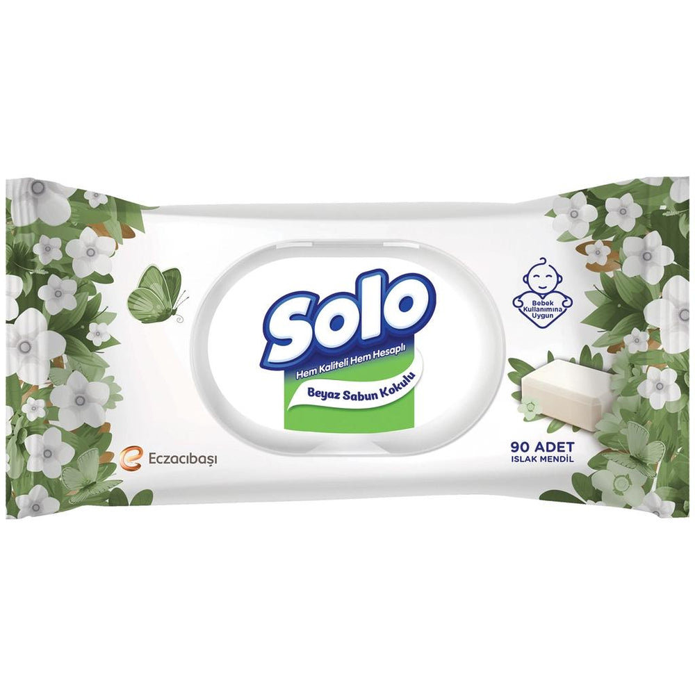 Solo White Soap Scented Wet Wipes for Fresh Cleansing 90 Count