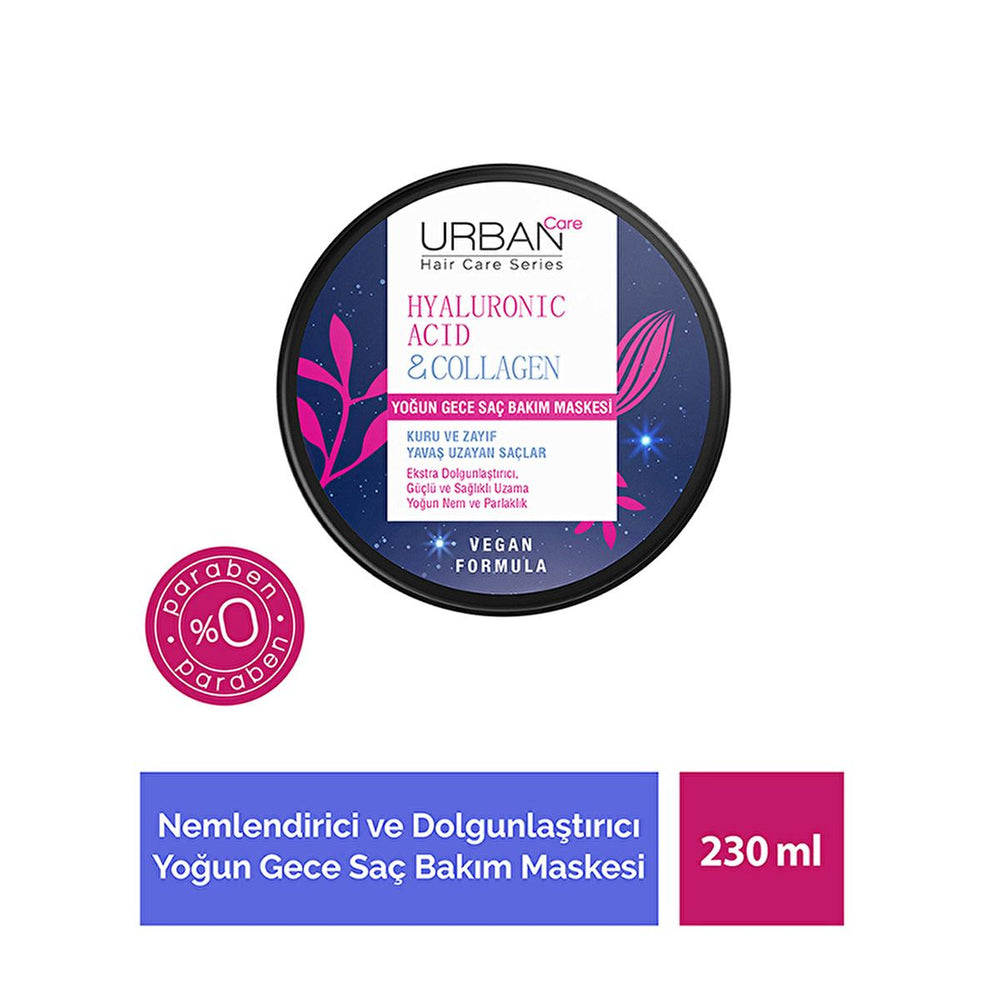 Urban Care Hyaluronik Asit & Kolajen Yoğun Gece Saç Bakım Maskesi - Vegan, Paraben-Free Overnight Hair Mask with - view 8