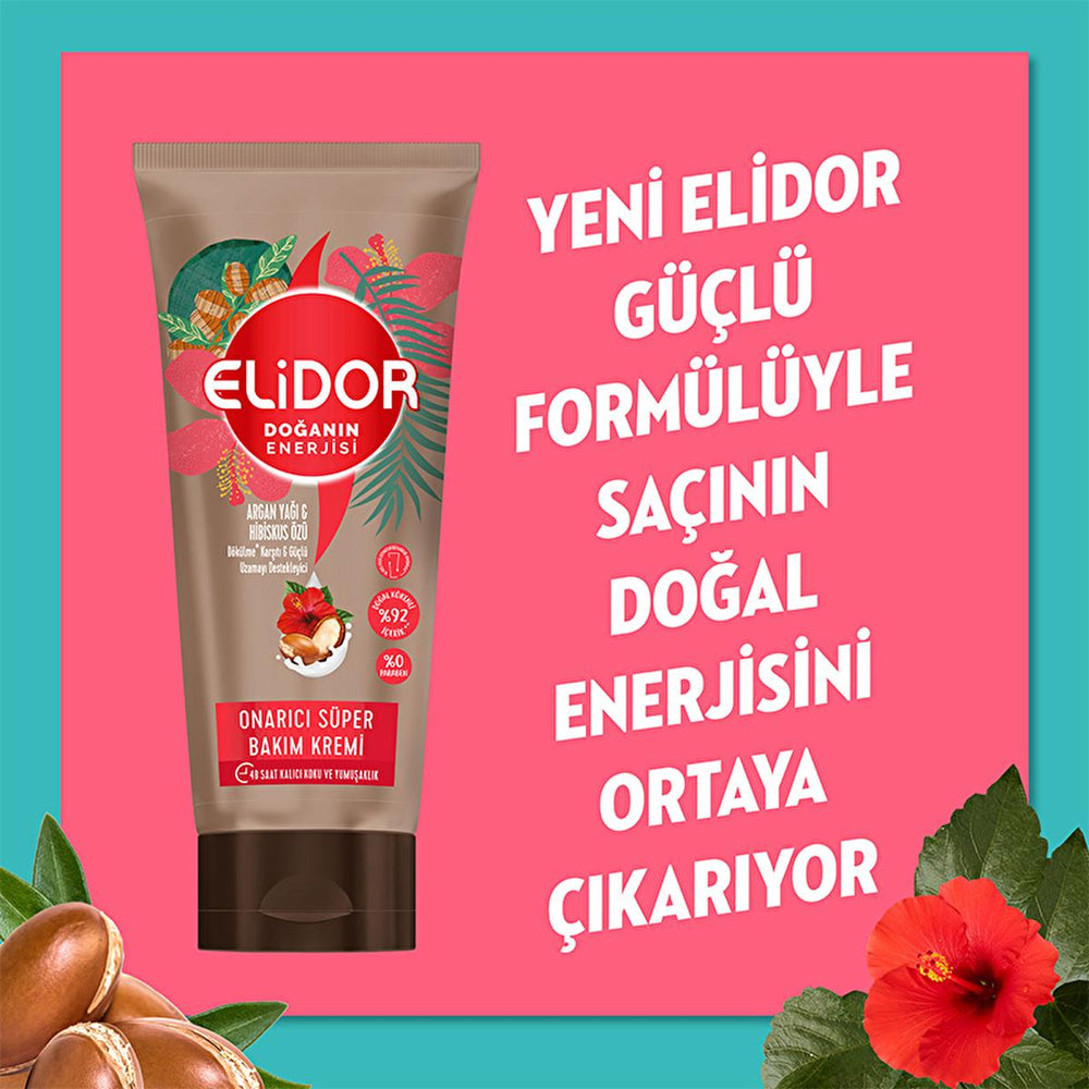 Elidor Argan Oil & Hibiscus Hair Care Cream - Nourishing, Moisturizing, and Strengthening for Damaged Hair, 5.75 fl - view 5