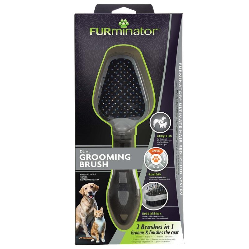 Furminator Dual Brush 2-in-1 Grooming Tool for Cats and Dogs