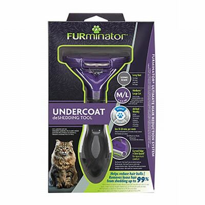 Furminator Long Hair Cat Deshedding Tool for M-L Cats