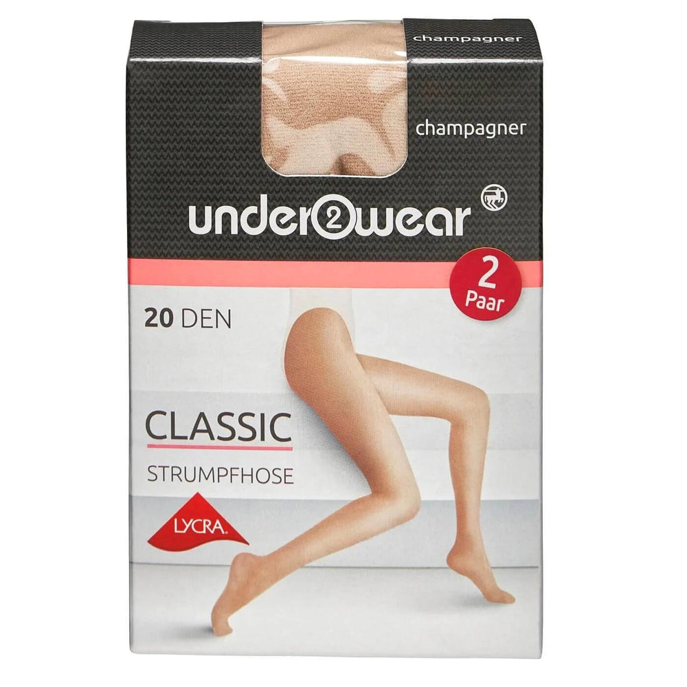 Underwear 20 Denier Sheer Lycra Tights in Champagne - Size 4