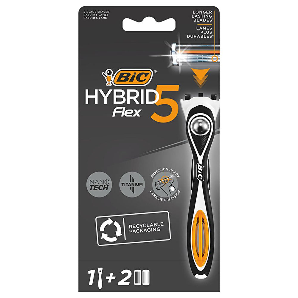 BIC Men's Razors - BIC Flex5 Hybrid 5-Blade Razor with Nano-Technological Blades for Ultra Close Shave - view 4