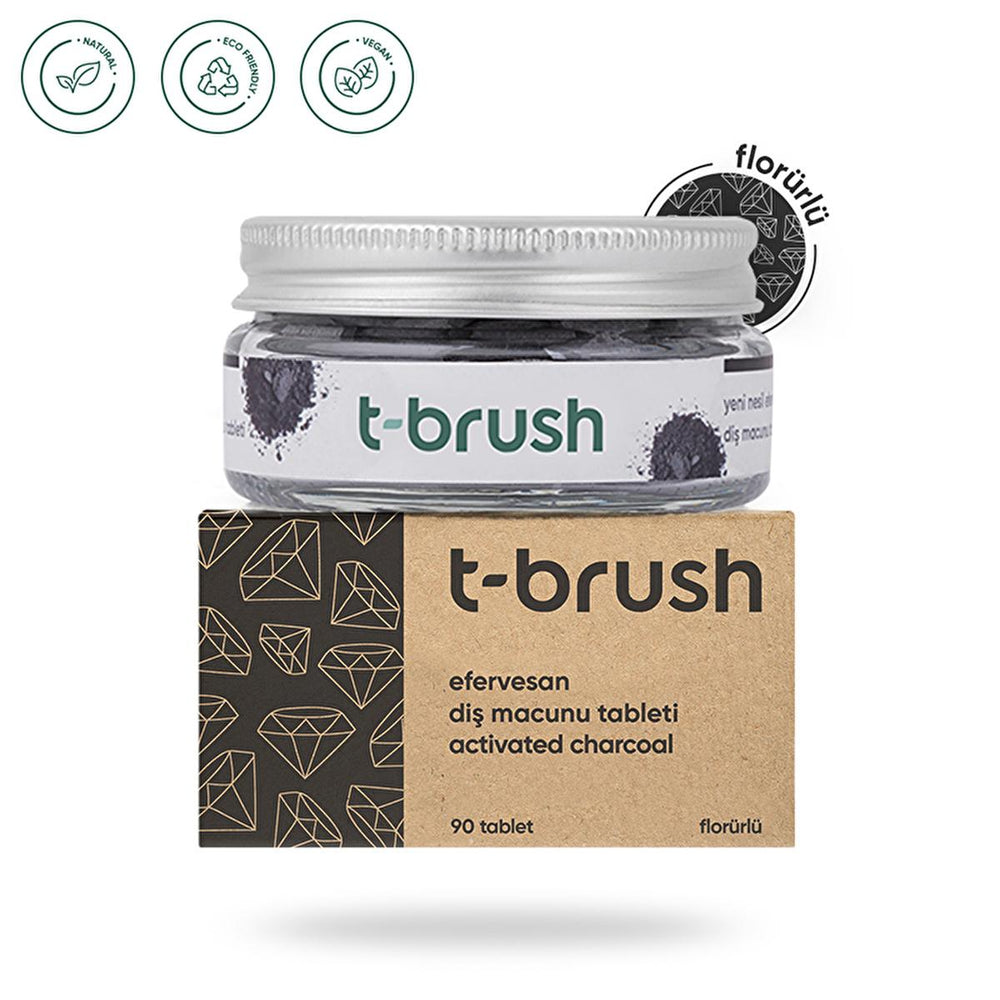 T-Brush Activated Charcoal Toothpaste Tablets - Fluoride, Vegan Formula for Sensitive Gums | 90 Tablets - view 2