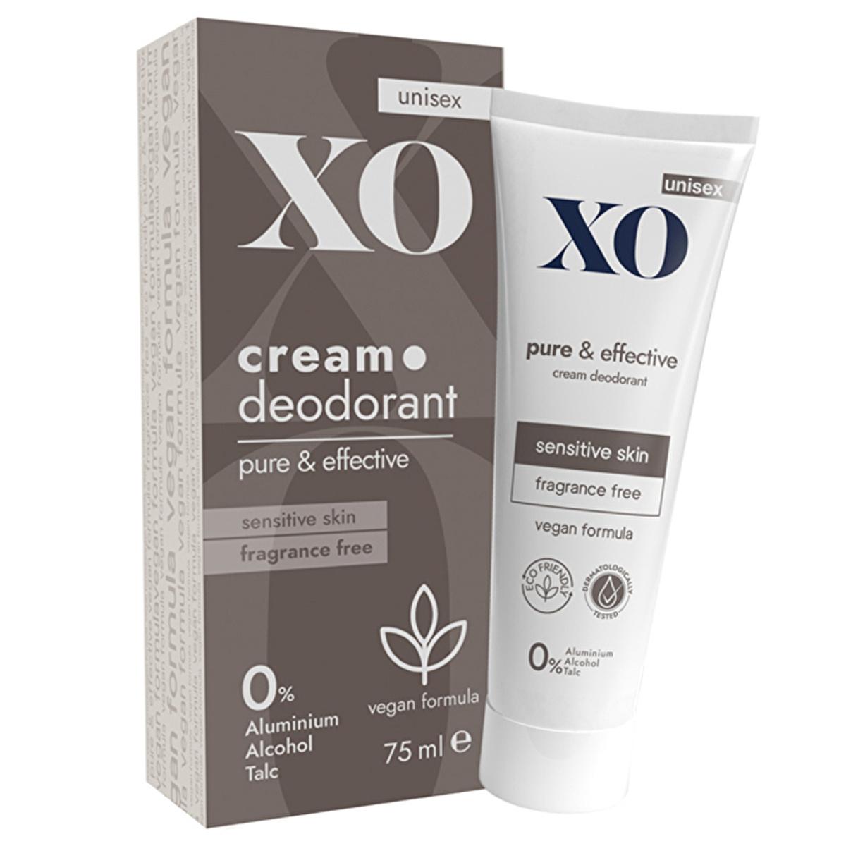 xo unscented cream deodorant packaging, application of xo unscented cream deodorant, natural ingredients of xo unscented cream deodorant XO Unscented Cream Deodorant - Effective Protection for Sensitive Skin | 2.5 fl. oz. XO Unscented Cream Deodorant - Sensitive Skin Safe xo, unscented-deodorant, cream-deodorant, sensitive-skin, vegan, eco-friendly, natural-deodorant, aluminum-free, recyclable-packaging, ai-generated