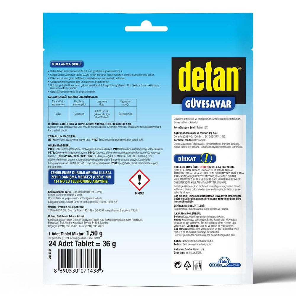 Detan Moth Repellent White Soap Scented Tablets 24 Count